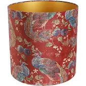 QAZQA Velour Lampenschirm Pfau Design 40/40/40 Gold innen