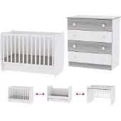 Lorelli Babybett Dream 60 x 120 cm umbaubar Schreibtisch Kinderbett Schaukelbett weiß