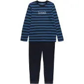 Schiesser Langer Schlafanzug Jungen Jersey blau bedruckt, 140 519915-0001-01400
