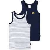 Schiesser Unterhemden 2er-Pack Basic Kids in Blau/Grau | Gr.: 98