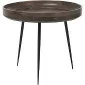 MATER BOWL Tisch groß, grau-braun, Holz, Ø 52 cm - , Bowl, Grau, für Esszimmer, Holz, Design