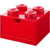 LEGO Aufbewahrungsstein mit Schubfach und 4 Noppen in Rot