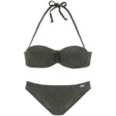 Buffalo Bügel-Bandeau-Bikini "Romance", Damen, Gr. 34, Cup B, grün (oliv), Polyamid, strukturiert, unifarben, Bikini-Sets Bügel-Bandeau-Bikini, aus Strukturware