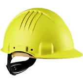 3M Hochtemperatur-Schutzhelm, Ratschenverschluss, nicht belüftet, dielektrisch 1000 V, Lederschweißband, Gelb, G3501M-GU