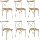 vidaXL Esszimmerstühle 6 Stk. Weiß Mango-Massivholz