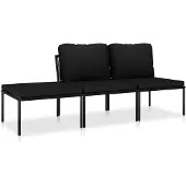 vidaXL 3-tlg. Garten-Lounge-Set mit Auflagen Schwarz PVC