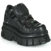 New rock 106N-S52 TOWER SHOES Biker-Punk-Gothic-Stiefel aus schwarzem Metallic-Leder