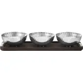 Georg Jensen Tablett mit Schälchen Bernadotte Wood & Edelstahl