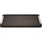 Georg Jensen Tablett Bernadotte Holz & Edelstahl 46 x 28 cm
