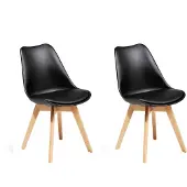 Beliani Esszimmerstuhl 2er Set Schwarz Kunststoff/Kunstleder Holzbeine Matt Minimalismus