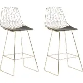 Beliani Moderner Barstuhl 2er Set mit Kissen Gold Rückenlehne 115 cm Industriell