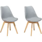 Beliani Esszimmerstuhl 2er Set Grau Kunststoff/Kunstleder Holzbeine Minimalismus