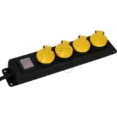 Eltric 4-fach Tischdose m.Klappdeckeln IP44 GNPBK04 schwarz/gelb, mit Schalter