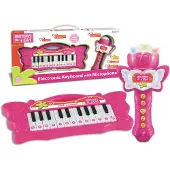 Bontempi Spa Mini Butterfly Tastatur mit Karaoke Mikrofon - Pink