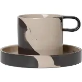 Ferm Living Kaffeebecher Inlay Cup With Saucer Sand/Brown 200 ml