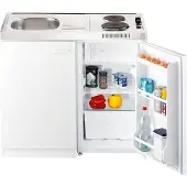 Respekta Küche Miniküche Singleküche Küchenzeile Pantry Weiß Levin 100 cm, mit Duo-Kochmulde und Unterbaukühlschrank, PANTRY100SV