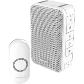 Honeywell Kabellose Türklingel mit Lautstärkeregelung - 6 Melodien - 150 m Reichweite - Weiß - DC313N