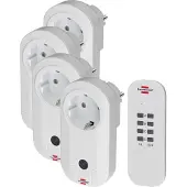 Brennenstuhl Funkschalterset RC CE1 4001, Set mit 4 Funksteckdosen (für den Innenbereich, mit Handsender und erhöhtem Berührungsschutz) weiß