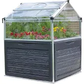 Canopia Metall Hochbeet mit Gewächshaus Plantino anthrazit 118x118x147 cm