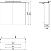 Emco mee LED-Lichtspiegelschrank, aluminium, 2 Türen, Aufputzmodell, LED-Leuchte, 800mm, 949805051