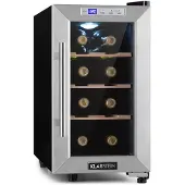 Klarstein Weinkühlschrank, Getränkekühlschrank Schmal, 1 Zone Kühlschrank mit Glastür, Outdoor GetränkekühlschränkeFreistehend, Weinkühlschrank Klein, Kühlschrank mit UV-Schutz, 11-18°C, 6 Flaschen