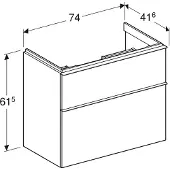 Geberit 502.308.01.3, Weiß, 2 Schublade(n), 740 mm, 416 mm, 615 mm
