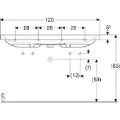 Geberit iCon Light Waschtisch, 120 cm x 48 cm, mit 2 Hahnlöcher, ohne Überlauf,501837, 501.837.00.6, Farbe: weiß/KeraTect