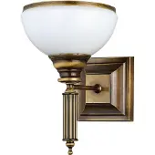 Jupiter ZEUS Wandleuchte Klassisch 1-flammig E27 Wandlampe Vintage Retro Landhausstil Altgold Messing Patiniert Glas Weiß
