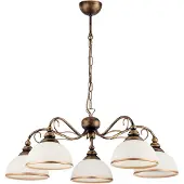 Jupiter XSARA Hängeleuchte Klassisch 5-flammig E27 Pendelleuchte Vintage Retro Landhausstil Handpatiniert Braun Weiß