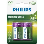 Philips Rechargeables Akku R14B2A300/10, Wiederaufladbarer Akku, C, Nickel-Metallhydrid (NiMH), 1,2 V, 3000 mAh, Cd (cadmium), Hg (Quecksilber)