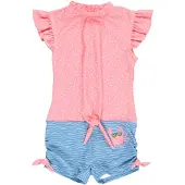Playshoes Badeanzug "Krebs" in Rosa/ Hellblau - 110/116
