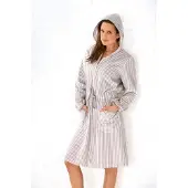 Cawö Bademantel 6416 Weiß / Silber Damen-40