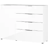 Germania Sideboard - 134 x 102 cm - 1 Tür - 4 Schubladen - Weiß - Glas