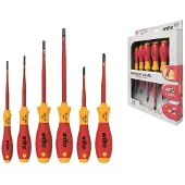 Wiha Schraubendreher Set SoftFinish electric slimFix Schlitz, Phillips, PlusMinus/Pozidriv 6-teilges Set - 38362