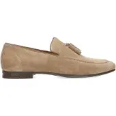 Manfield Taupefarbene Veloursleder-Loafer mit Quasten | Größe 43