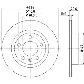 Hella Bremsscheibe Hinterachse Voll [Hersteller-Nr. 8DD355118-171] für Opel, Vauxhall