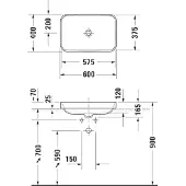 Duravit DU Aufsatzbecken 600mm Happy D.2 Plus Anthrazit Matt,o.Überl,o.HLB, o.HL