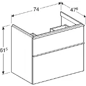 Geberit 502.304.JL.1, Grau, Sand, 2 Schublade(n), 740 mm, 476 mm, 615 mm