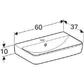 Geberit Renova Compact WT, 600x370mm, mit Hahnloch, mit Überlauf, 1 Stk.