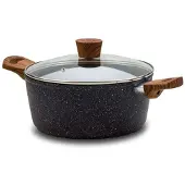 Nava Topf / Kochtopf NATURE mit Deckel Granitbeschichtung 24 cm 4l für Gasherd Induktion