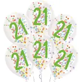 Riethmüller 6 Latexballons Droplets 21 Confetti Birthday 1C Ko