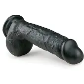 EasyToys - Saugnapf-Dildo mit Hoden (22,5cm) - schwarz