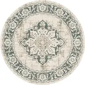 FRAAI Teppich Vintage Rund - Spring Medaillon Creme Grün Ø 100 cm