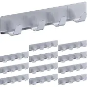 Relaxdays 12 x Hakenleiste selbstklebend Silber