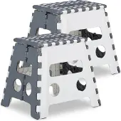 Relaxdays Klapphocker faltbar L 2er Set Weiß,Grau