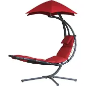 VIVERE Original „Traumstuhl“, Lounge, Korbweiden, Gepolsterter Sitz, Gepolsterte Rückenlehne, Polyester, Stahl, Rot