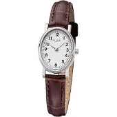 Regent Damen Armbanduhr F-1305 Edelstahl Lederband braun