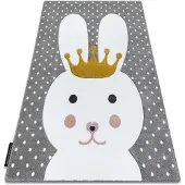 Rugsx Kinderteppich PETIT BUNNY HASE grau 160x220 cm