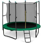 Klarfit Kinder Trampolin Indoor/Outdoor, Kleines Trampolin für Kinder, Kindertrampolin Rutschfest, Trampolin mit Leiter, Randabdeckung und Sicherheitsnetz, UV-Beständiges Trampolin Klein, 250cm