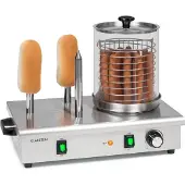 Klarstein Wurstfabrik 600 Hot Dog Maker 600W 3 Spieße 5L 30-100°C Glas Edelstahl Silber